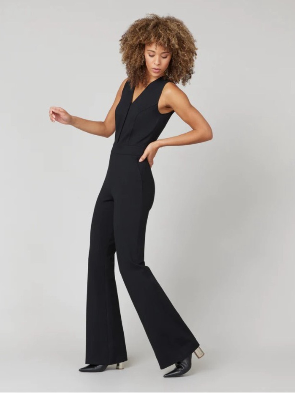 Classic Black Sleeveless V-Neck Jumpsuit
